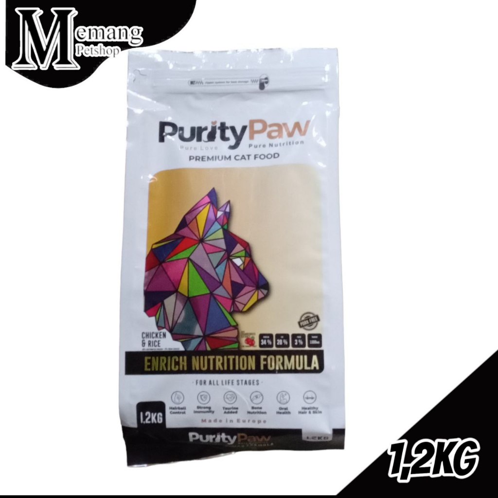 Purity Paw 1.2 Kg Chicken Rice - Makanan Kucing Semua Umur - Cat Food