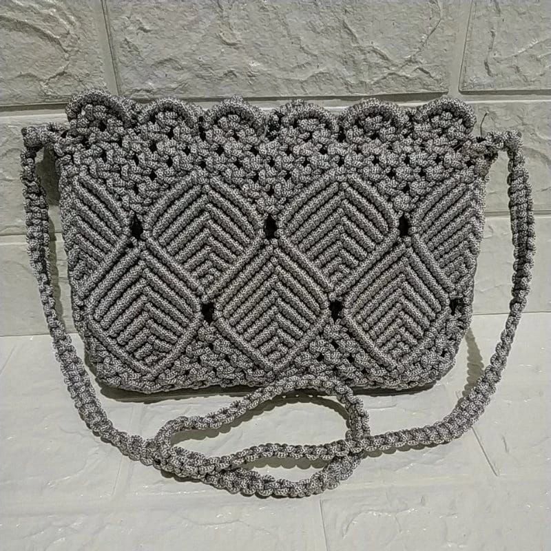 tas talikur/tas selempang wanita/ tas selempang daun / tas rajut selempang / tas cantik rajut / tas 