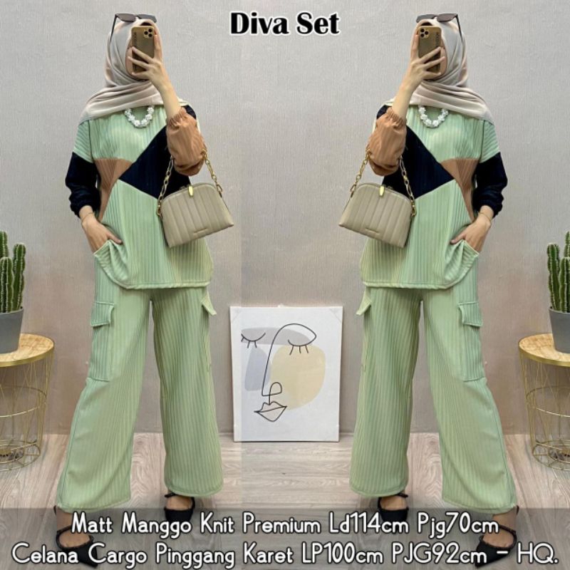 Ready siap kirim diva set bahan manggo knit