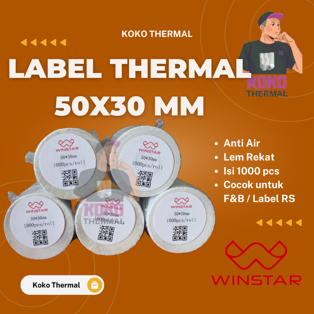 

Label Thermal 50x30 mm 1 Line isi 1000 pcs Stiker Barcode 5x3 cm sticker Janji jiwa / Kopi kenangan