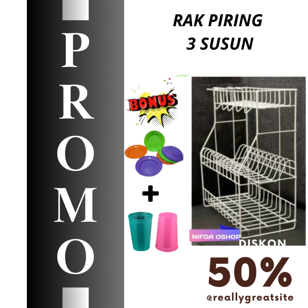 (Bonus Gelas & Piring) Rak Piring wastafel / rak piring wastafel gantung / Rak piring gelas  3 Susun