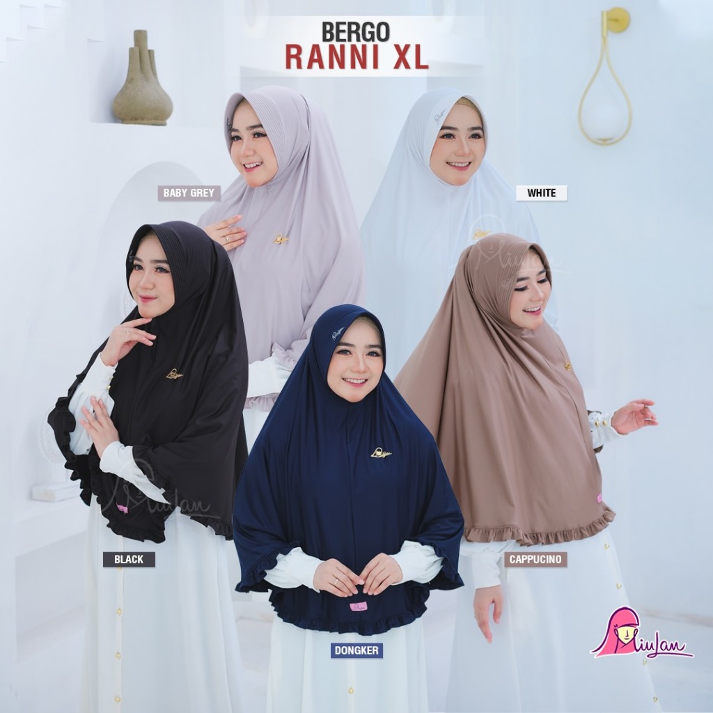 Ranni XL Jilbab Instan Syari Miulan Ukuran Jumbo Bahan Jersey Tebal Cantik Memukau