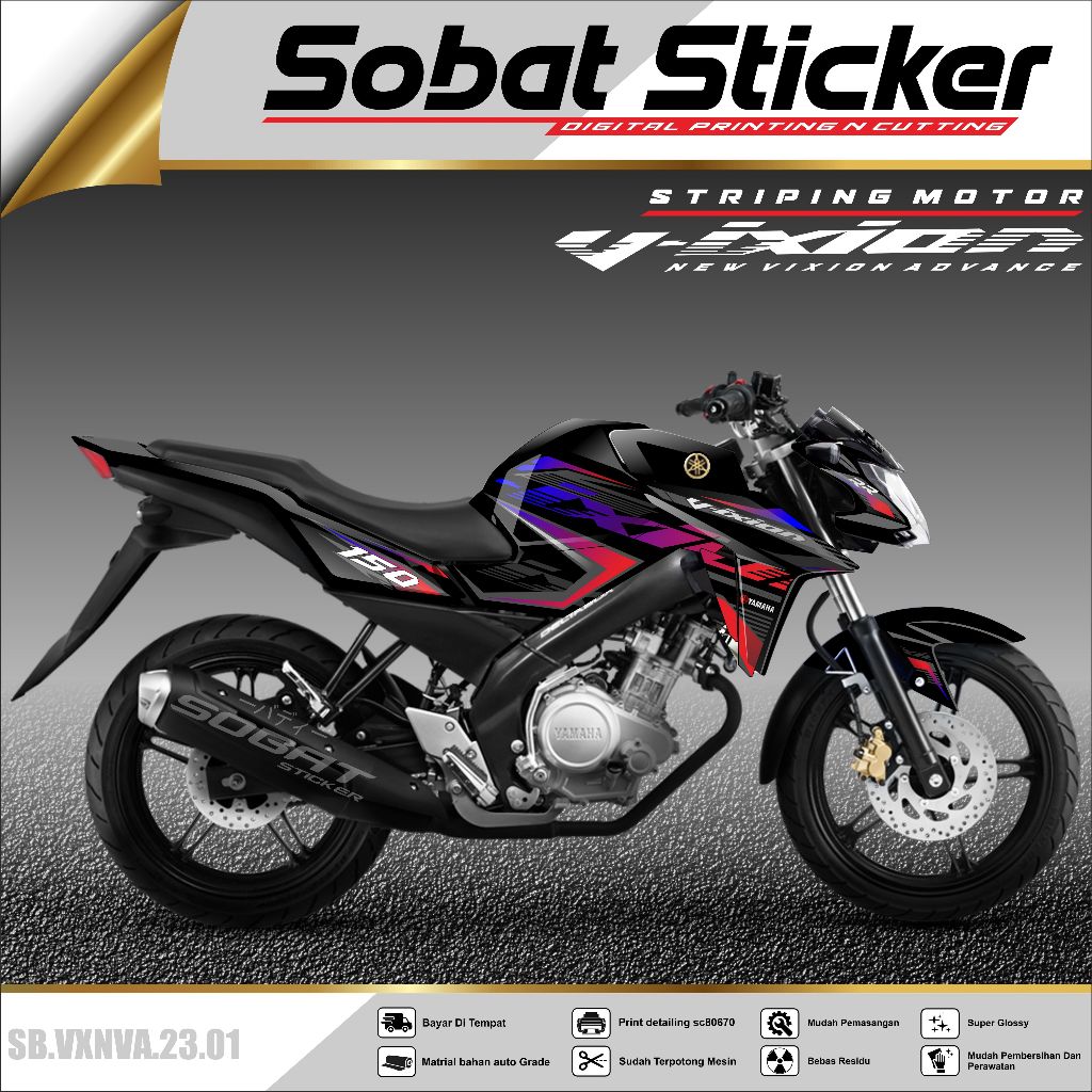 Stiker Striping Vixion NVA / New Vixion Advance Sticker Striping Decal Dekal Lis Variasi Hologram UV