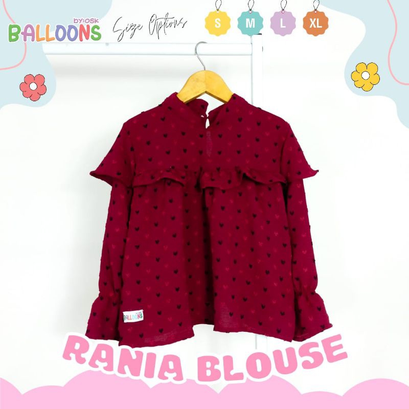 atasan crinkle pompom anak | rania blouse by baloons | blouse crinkle pompom anak | atasan crinkle a