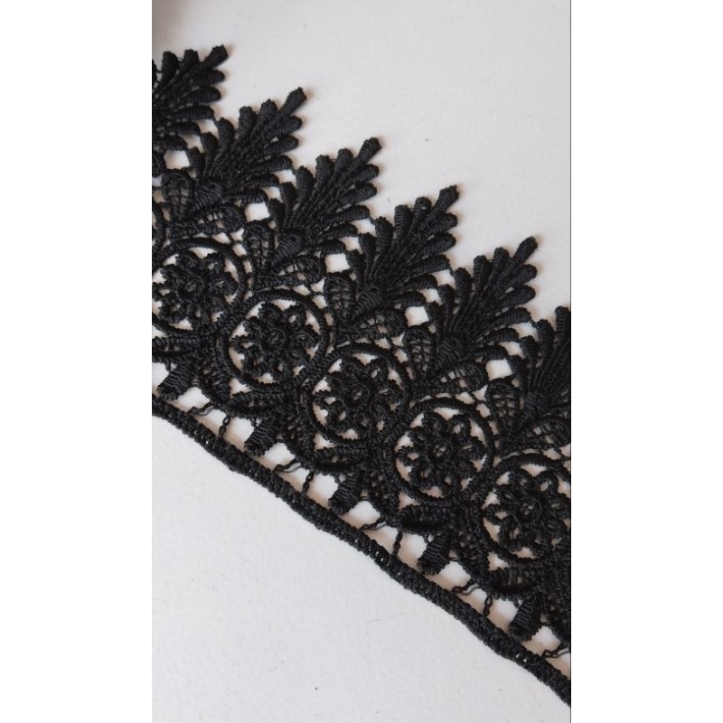 Renda gyper/giper/renda bordir 10cm hitam