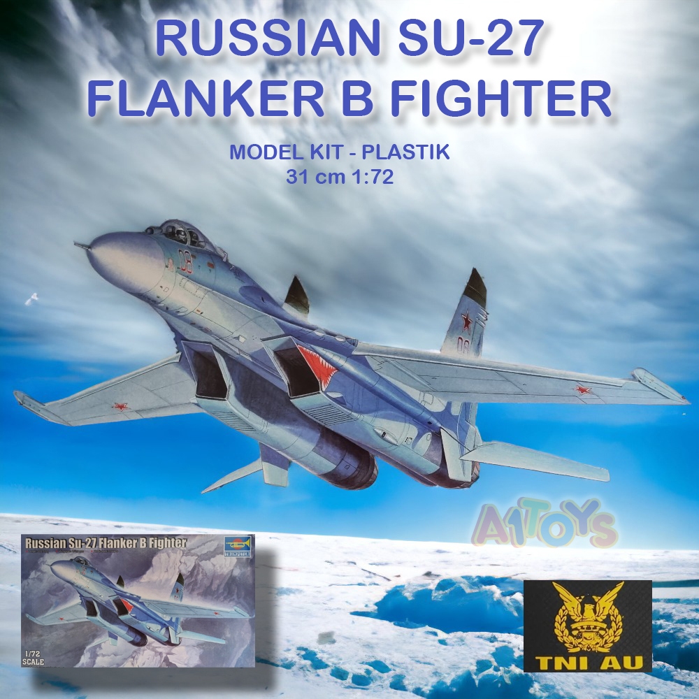 Model Kit miniatur pesawat Russian Su-27 Flanker Trumpeter 31 cm 1:72