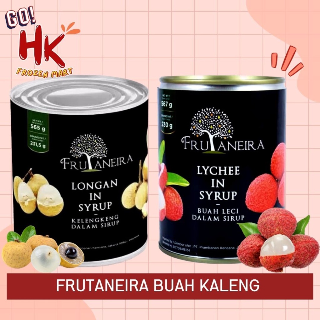 

Frutaneira Buah Kaleng Longan & Leci 565gr lychee in syrup kelengkeng topping es buah HK Frozen Mart