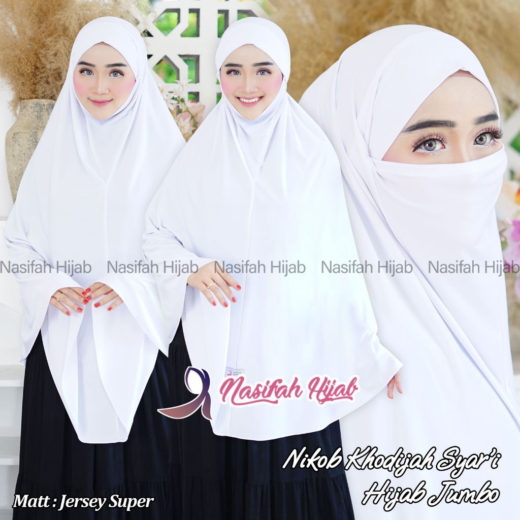 Nasifah Hijab -French khimar Niqob KHADIJAH Syar'i Hijab Jumbo - bergo hjai & umroh