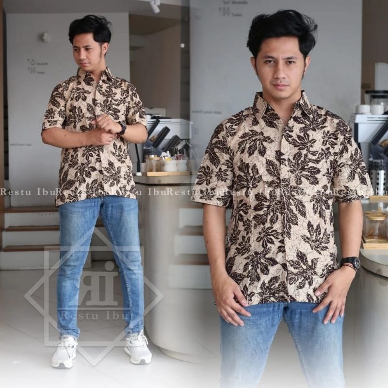 Kemeja batik lengan pendek aurel browen / hem batik pria pendek / kemeja batik formal terbaru