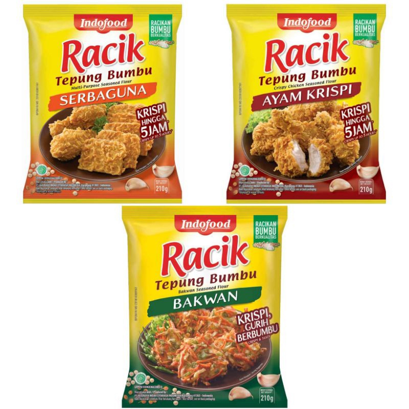 

indofood racik tepung bumbu serbaguna ayam crispy bakwan 210g