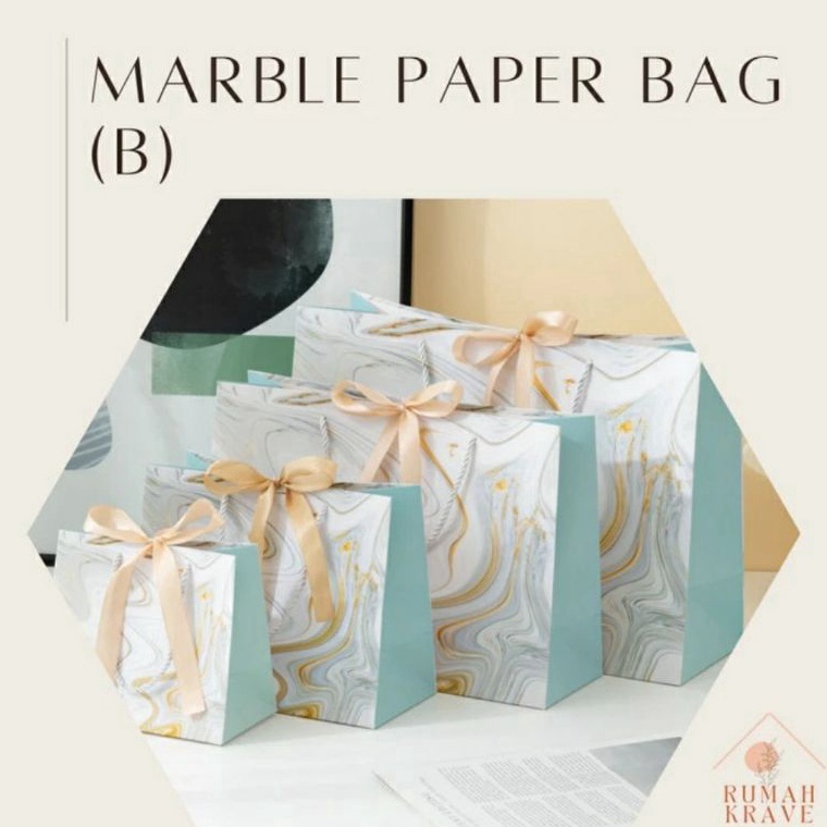

5.5 Terlaris RUMAH KRAVE - Marble (B) Marmer Paper Bag Paperbag Goodie Bag