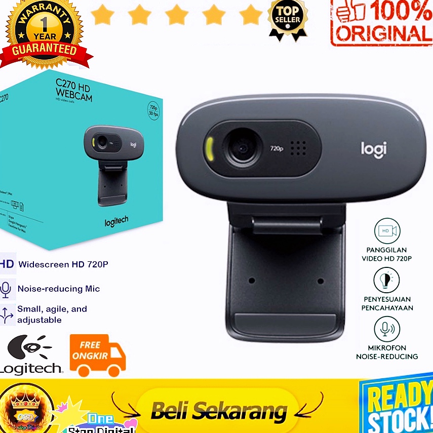 Jangan Ketinggalan order..  Logitech C270 Webcam HD 720P Webcam Logitech Original untuk laptop pc