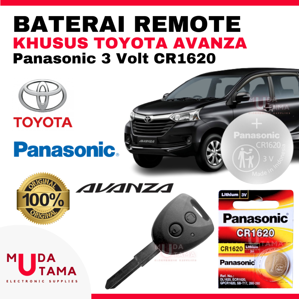 BATERAI REMOTE TOYOTA AVANZA ORIGINAL PANASONIC CR1620 - BATTERY REMOTE TOYOTA AVANZA - BATERAI REMO