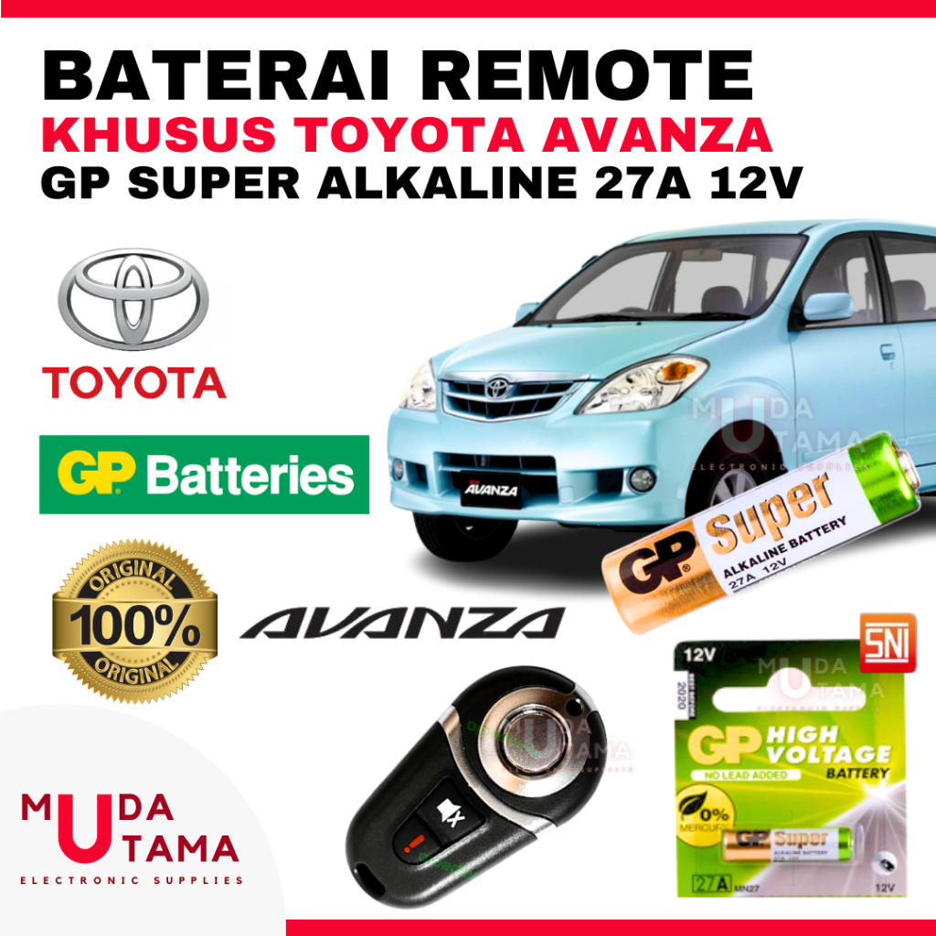 BATERAI REMOTE TOYOTA AVANZA ORIGINAL GP ALKALINE 27a 12v - BATTERY REMOTE TOYOTA AVANZA - BATERAI R