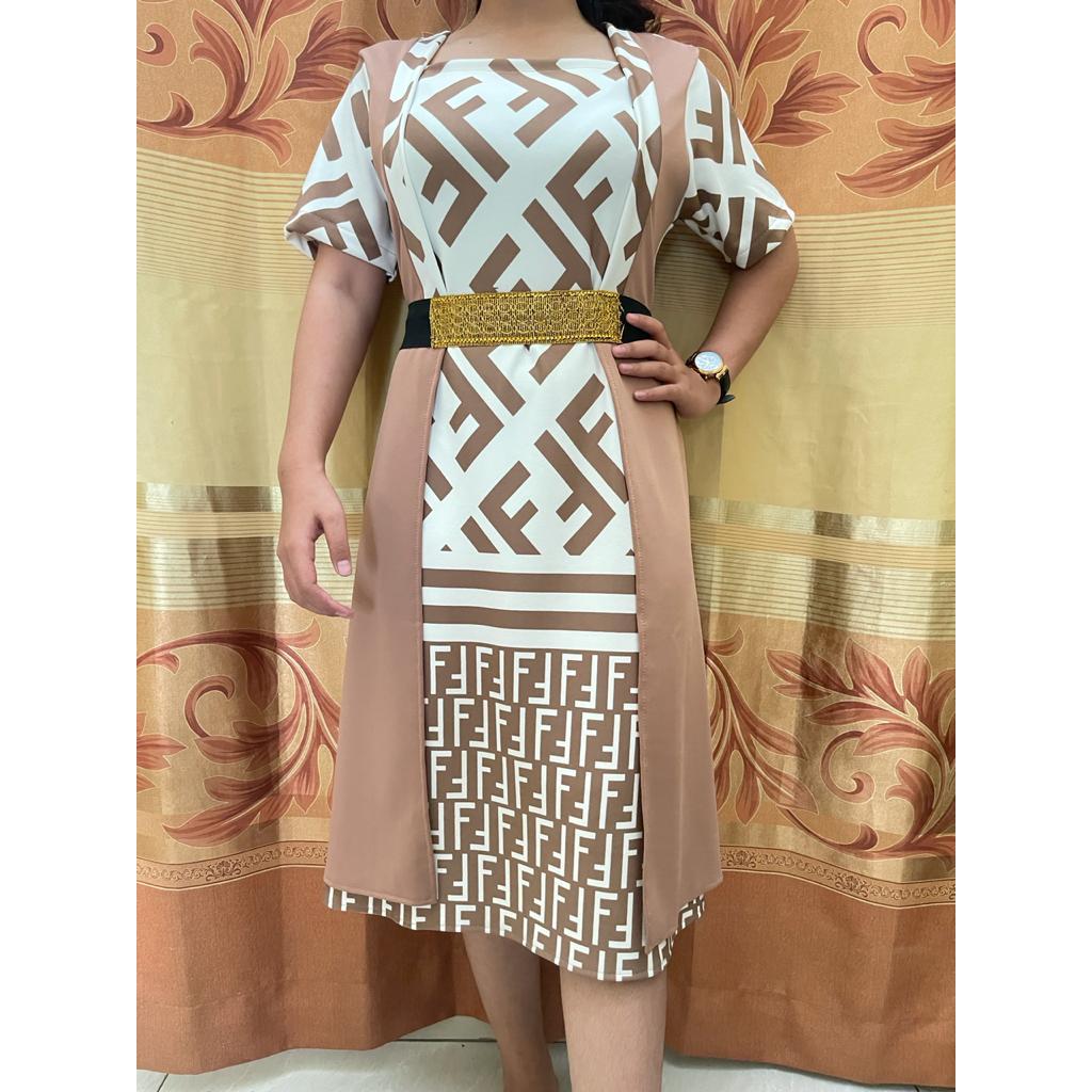 Dress Scuba 050 - Dress Pesta Wanita Jumbo Promo Fashion Casual Elegant Kekinian Bisa COD