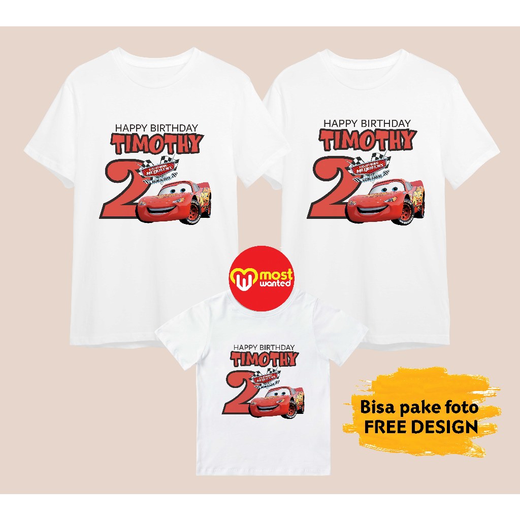 Baju Couple Keluarga Kaos Family Ulang Tahun Komunitas Kelompok Motif Cars 7