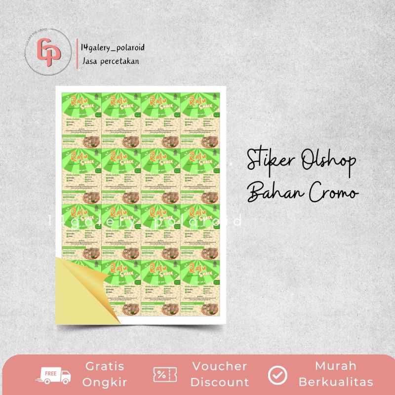 Stiker Olshop Custome Bahan Cromo Lebel Makanan