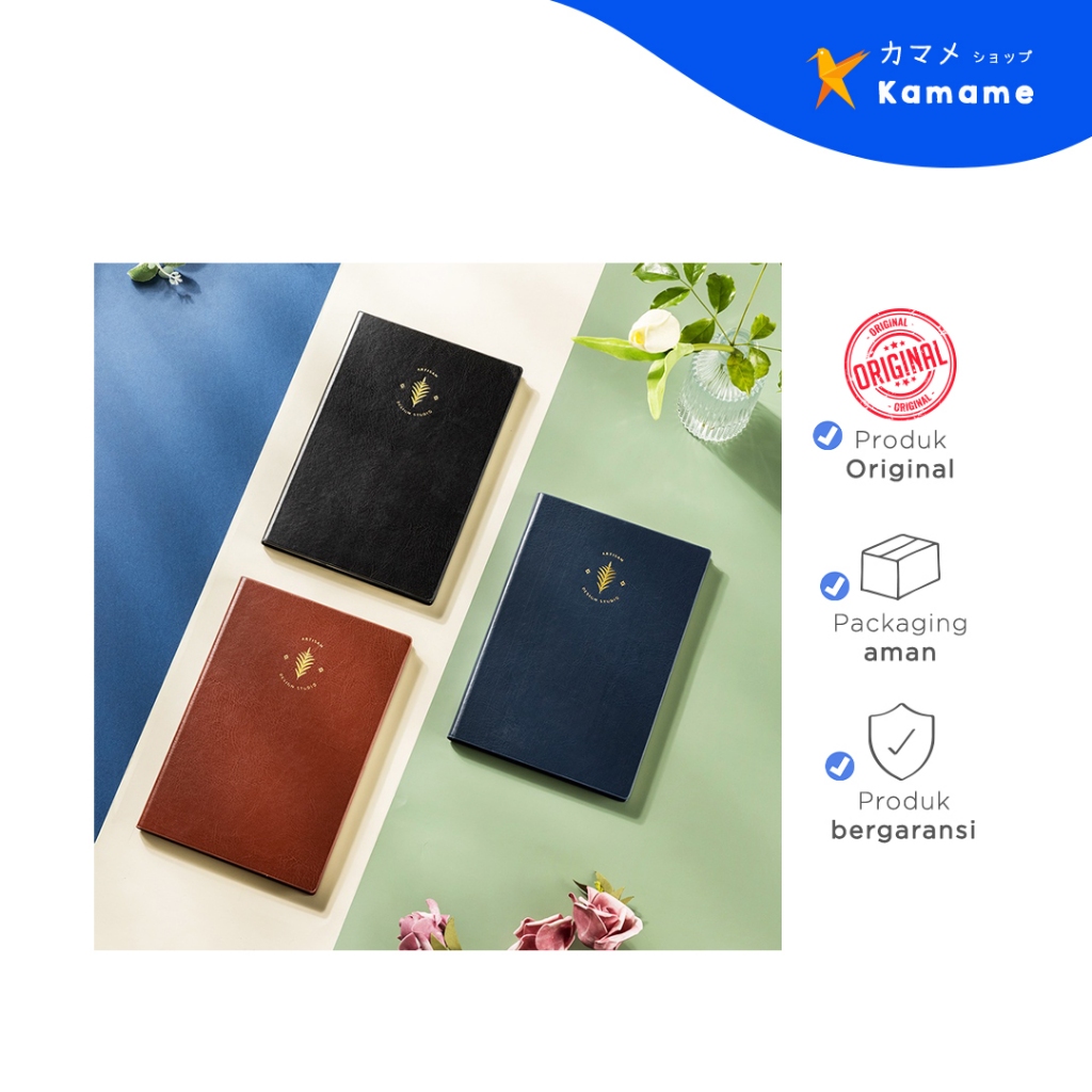 

Deli Leather Cover Notebook - RED N116L A596 Sheets 210m*143m - Kamame