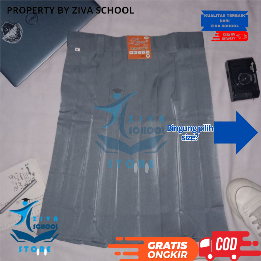 ROK SEKOLAH ROK SERAGAM ABU ABU SMA FULL REMPEL PENDEK JUMBO/rok murah/cod/rok viral/rok seragam/rok