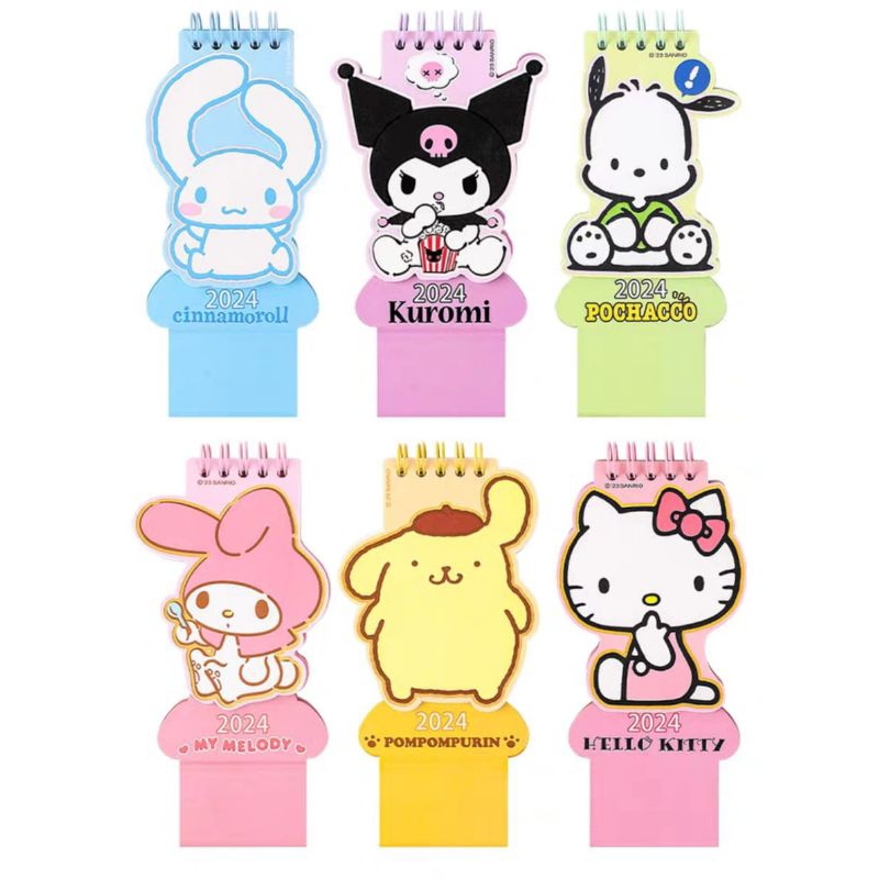 

Kalender meja 2024 kuromi cinnamorol hellokitty melody