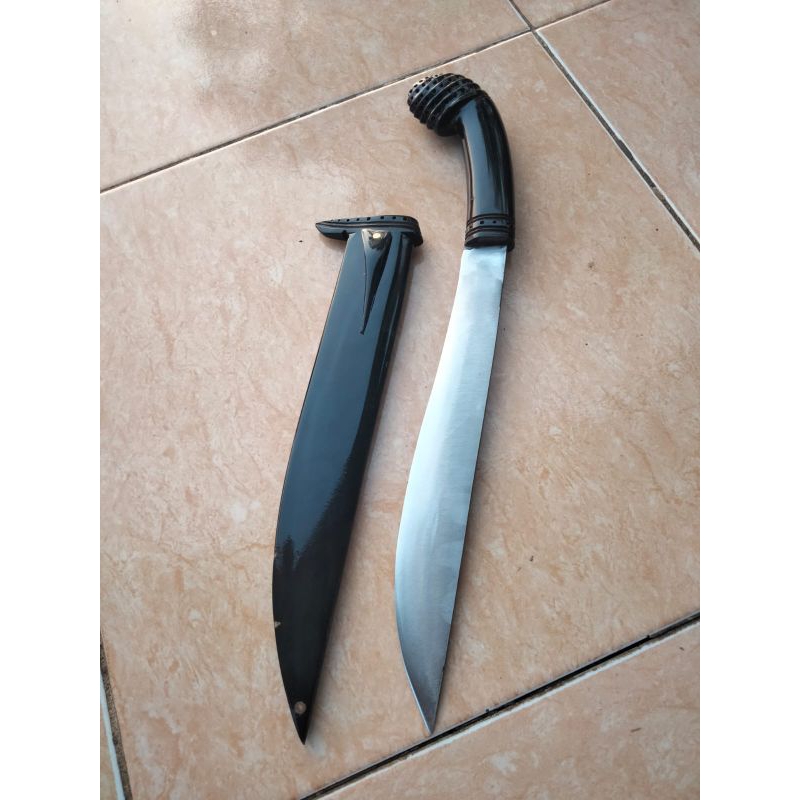 pisau baja asli /sarung full tanduk/pisau daging/golsem