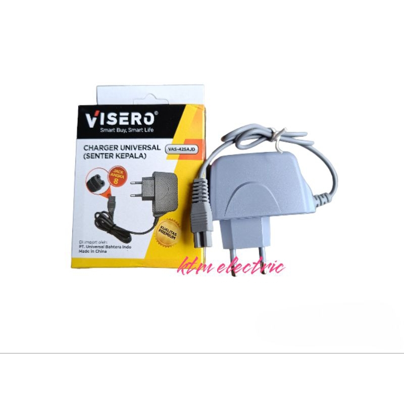 Charger Senter kepala Universal Visero Model Angka Delapan Visero