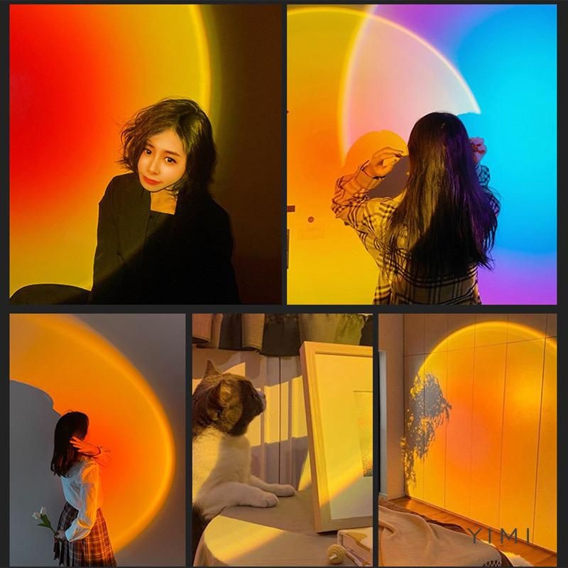 LAMPU SUNSET AESTHETIC EFEK MATAHARI LAMPU PROYEKTOR LAMPU TIDUR LED SOROT LAMPU Cod