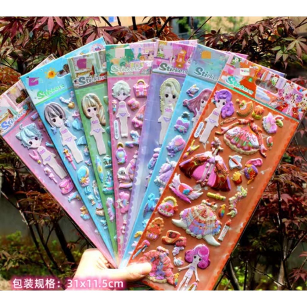 

Glittery Stiker - Stiker Timbul Motif Karakter Cute dengan glittery