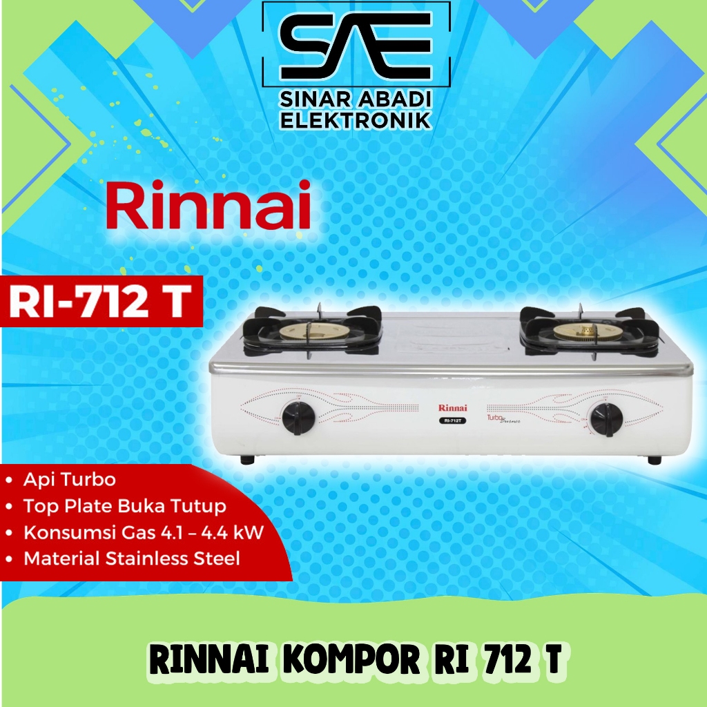 [COD] RINNAI KOMPOR RI 712 T / RI-712T (2 TUNGKU) GARANSI RESMI 100% ORI
