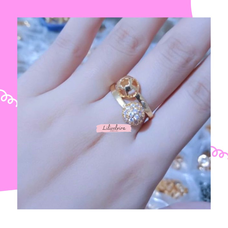 Cincin titanium wanita cincin setengah bola dewasa