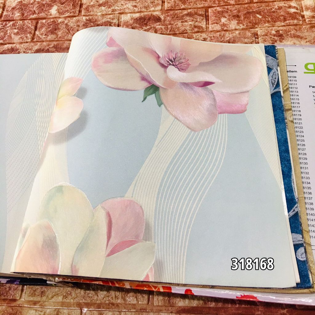 WALLPAPER DINDING BUNGA KELOPAK PINK SALUR 3D PRIVATE