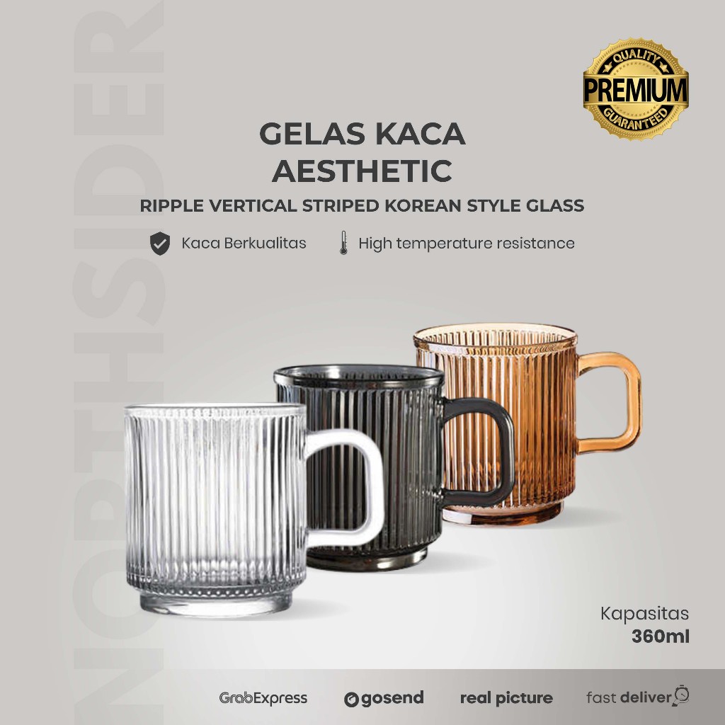 Mug Kopi susu teh Aesthetic Ripple Glass Korean JC340 340ml