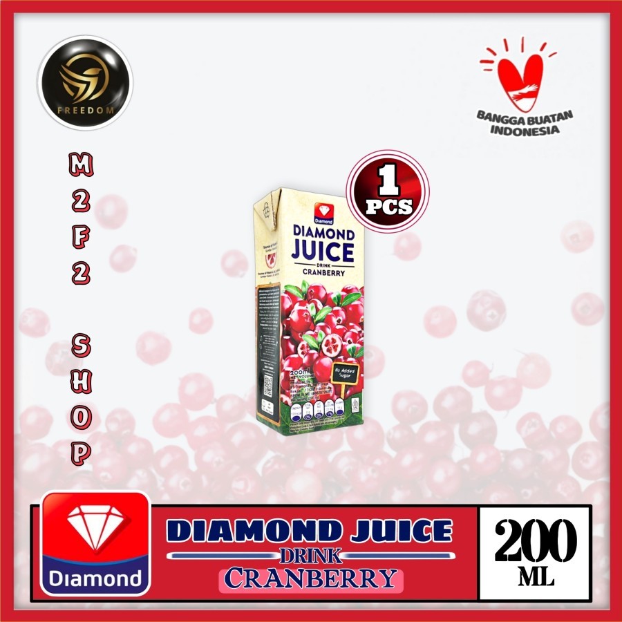 

Diamond Juice No Added Sugar Cranberry Kotak - 200 ml (Kemasan Satuan)
