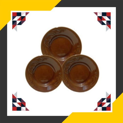 Terbaru Piring Makan Keramik Honey 1 Lusin/Piring Coklat Tebal Murah