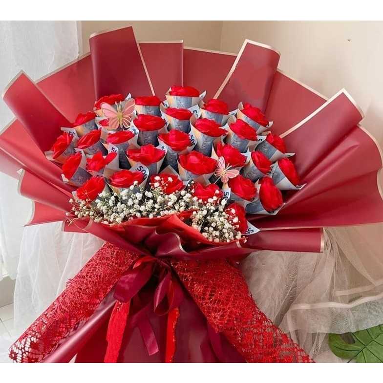 Buket Mawar ASLI/Buket Bunga ASLI/Buket Wisuda/Buket Valentine/Ulang Tahun 600k s/d 1.800k
