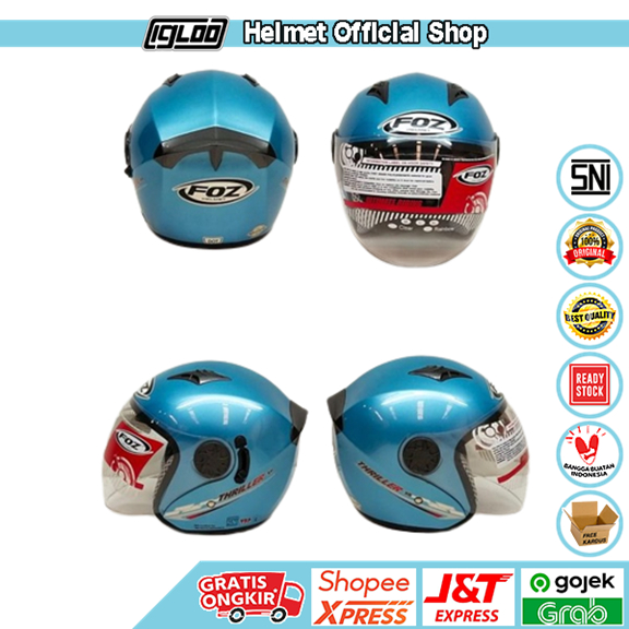 Helm Half Face FOZ Thriller Solid Size L, SNI
