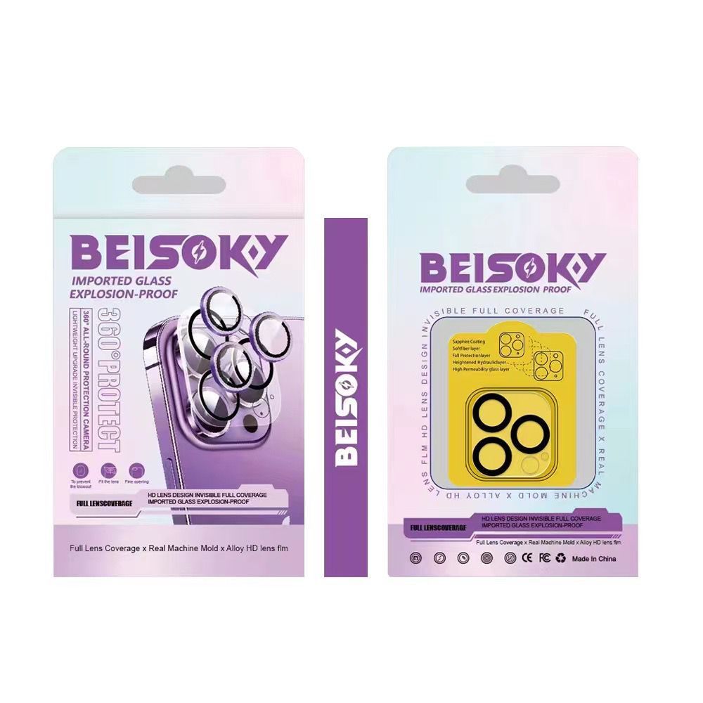 Beisoky Tempered Glass Camera/Kamera 3D Silk Print iPhone 11 - 15 Pro Max