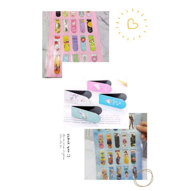 

Pembatas buku magnet pembatas karakter isi 20pcs