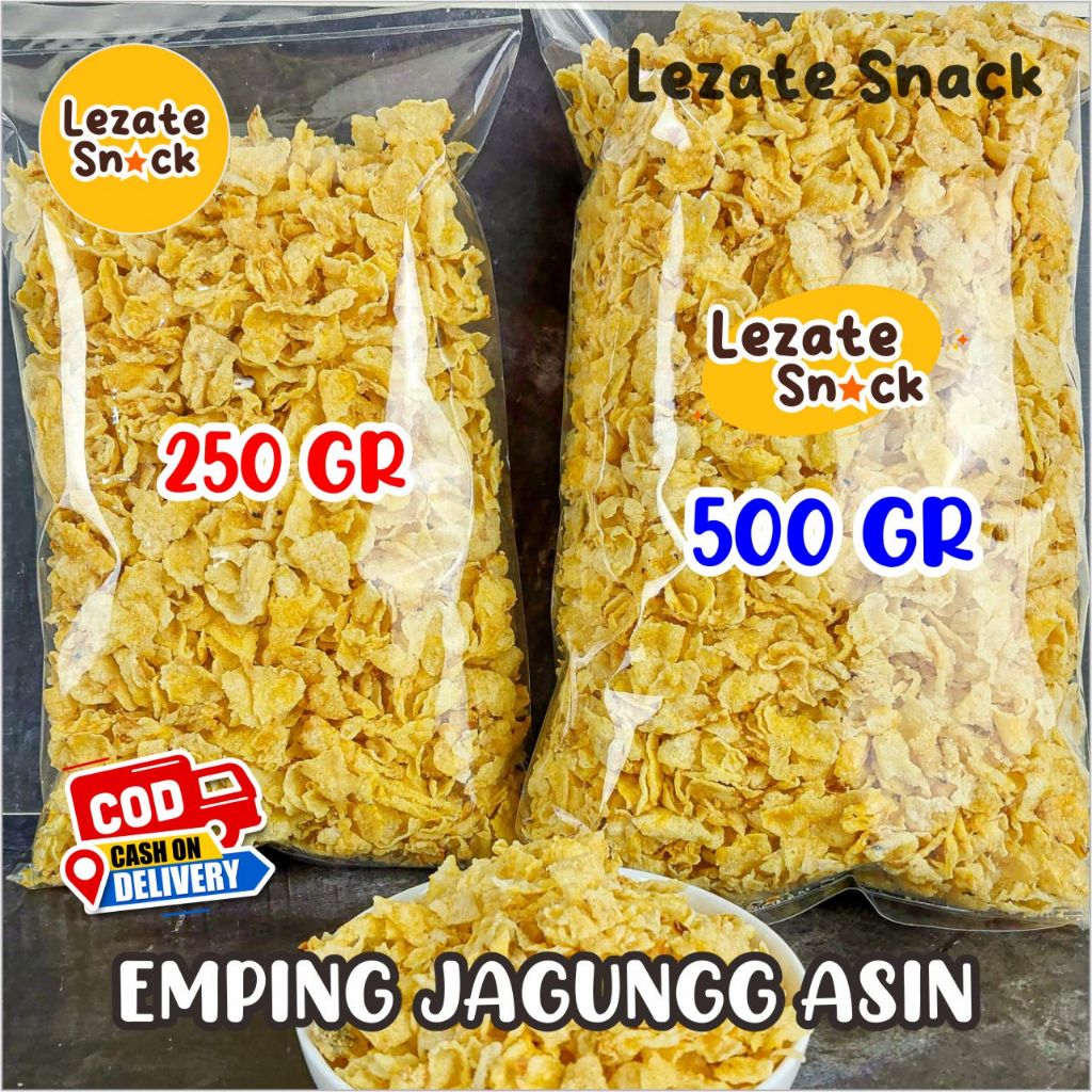 

Emping Jagung Geprek 500 GR Gurih Asin Enak Murah Renyah / Kripik Emping Jagung Gepuk Empuk Rasa Pedas Manis Gurih Asin Original