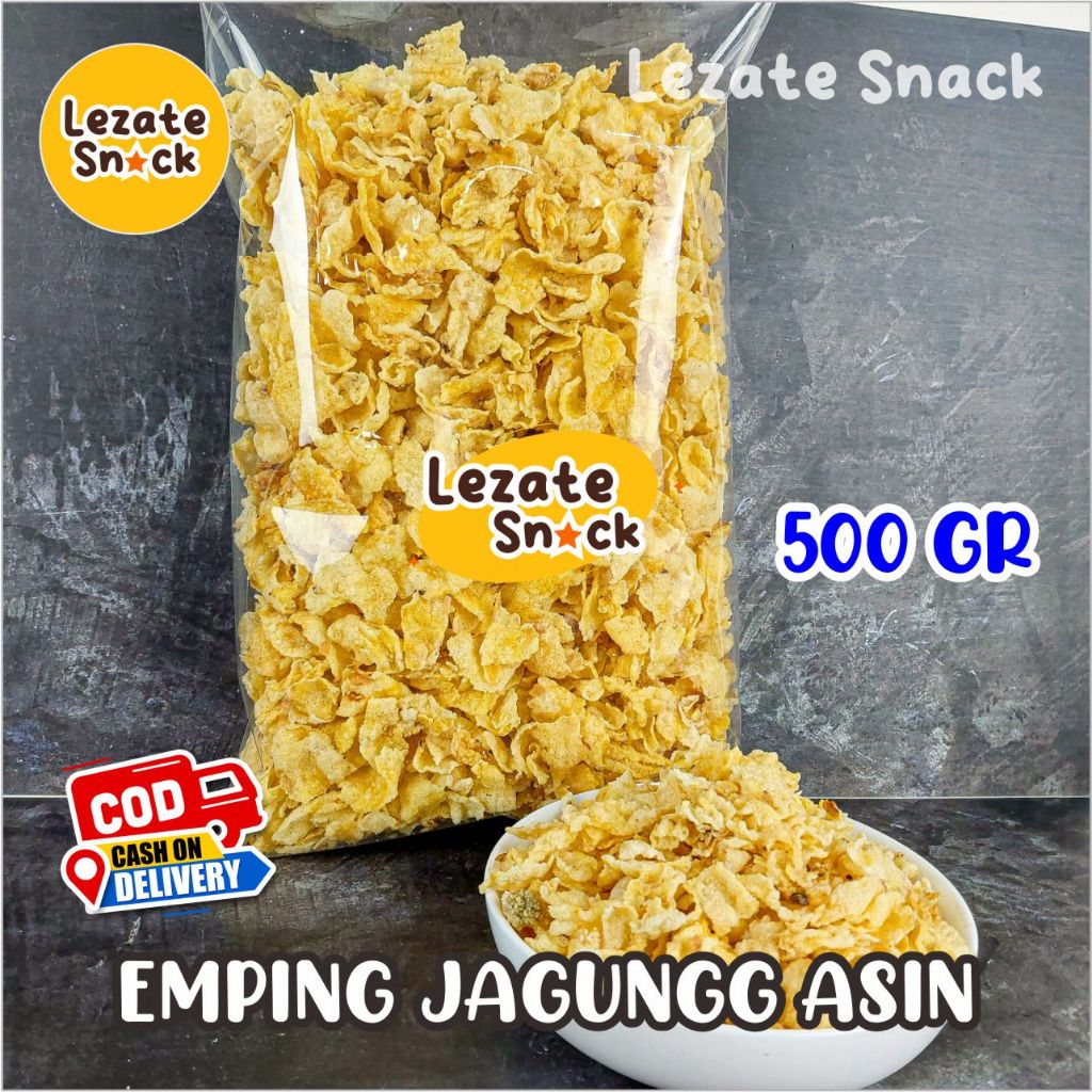 

Emping Jagung Geprek 500 GR Gurih Asin Enak Murah Renyah / Kripik Emping Jagung Gepuk Empuk Rasa Pedas Manis Gurih Asin LEZATE SNACK