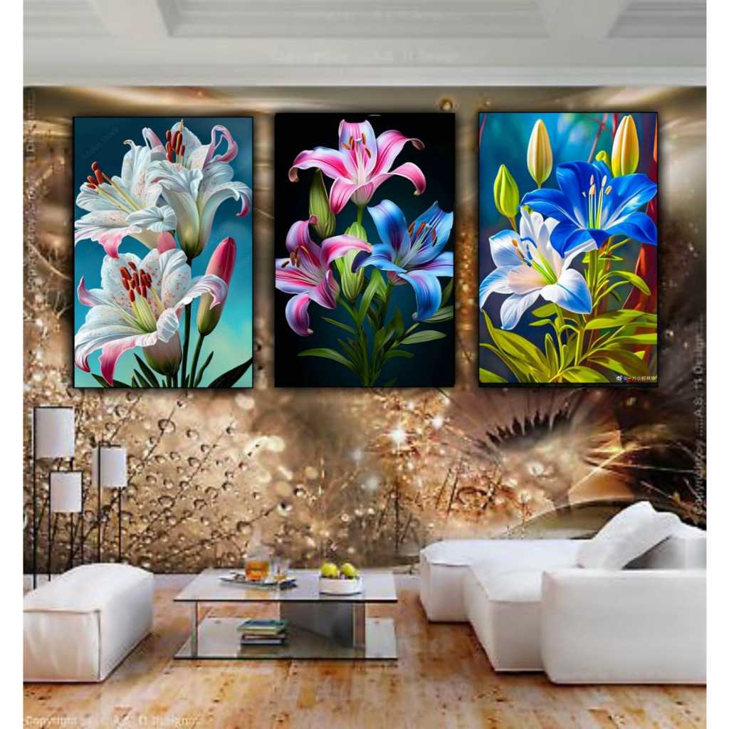 BOMAL....HIASAN DINDING RUANG TAMU TERLARIS MOTIF BUNGA/HIASAN DINDING RUANG KAMAR POSTER KAYU PAPAN