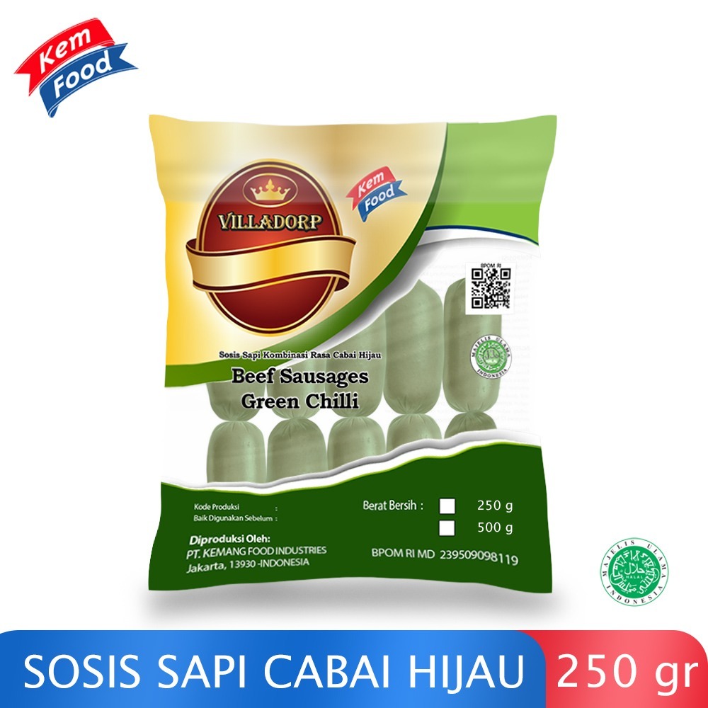 

SOSIS SAPI CABE IJI VILLADORP 250 GR / GREEN CHILLI / GREEN CHILLI SAUSAGE / VILLADORP / RESELLER / DROPSHIPPER