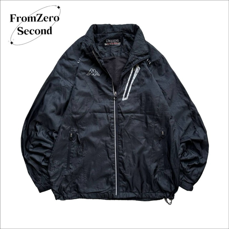 Windbreaker Jacket Kappa Black Colorblock Vintage Unisex