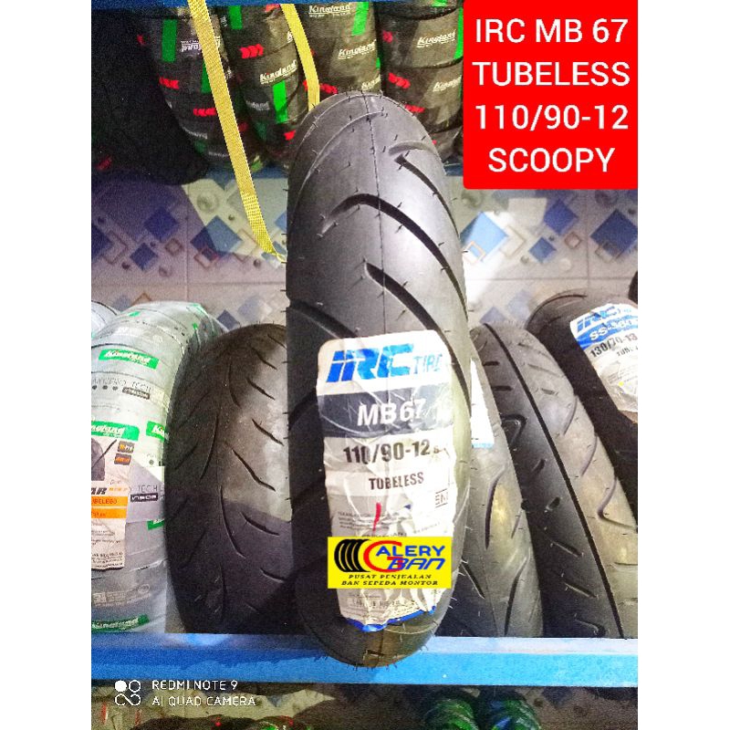 BAN MONTOR MATIC IRC MB 67 110/90-12 TUBELES ban ring 12 ban matic scoopy ban metic ring 12 ban 110/