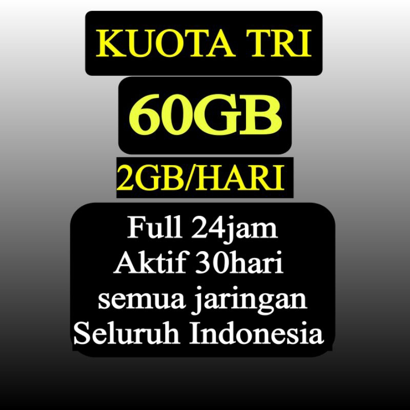 KUOTA TRI 33GB  66GB AKTIF 30 HARI