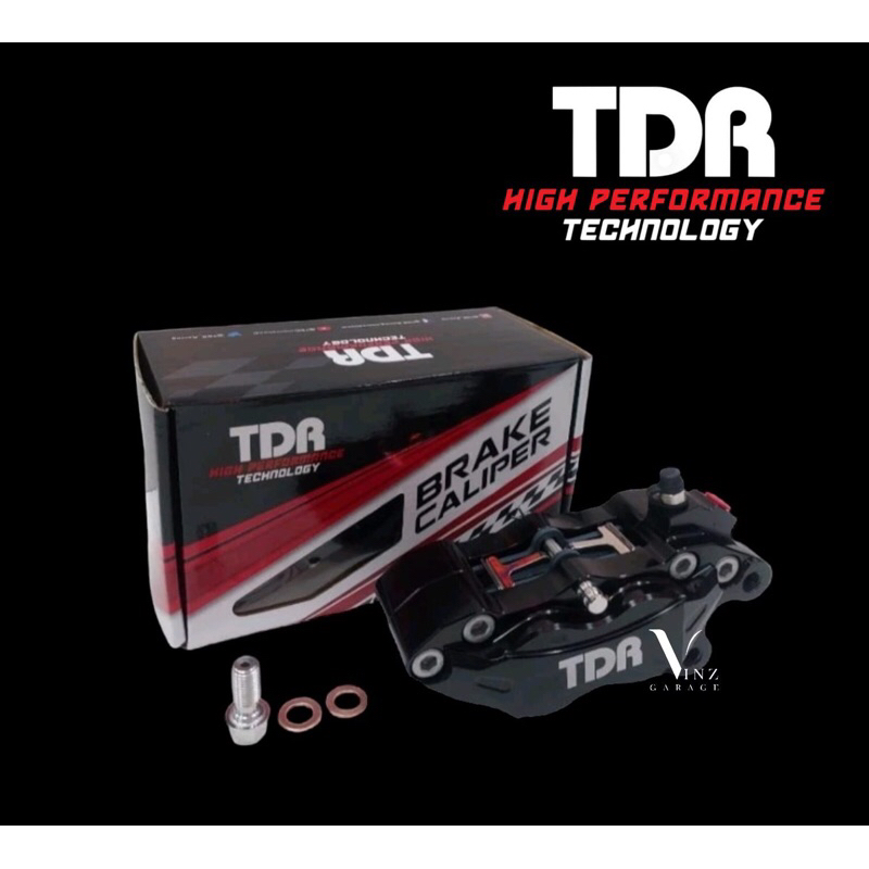 Kaliper 4 Piston Axial TDR Posisi Kanan CNC // Kaliper 4 Piston Kanan TDR Universal CNC Black