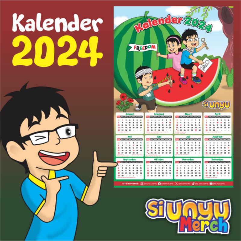 

Kalender 2024 | Kalender Dinding | Desain Semangka Simbol Palestina