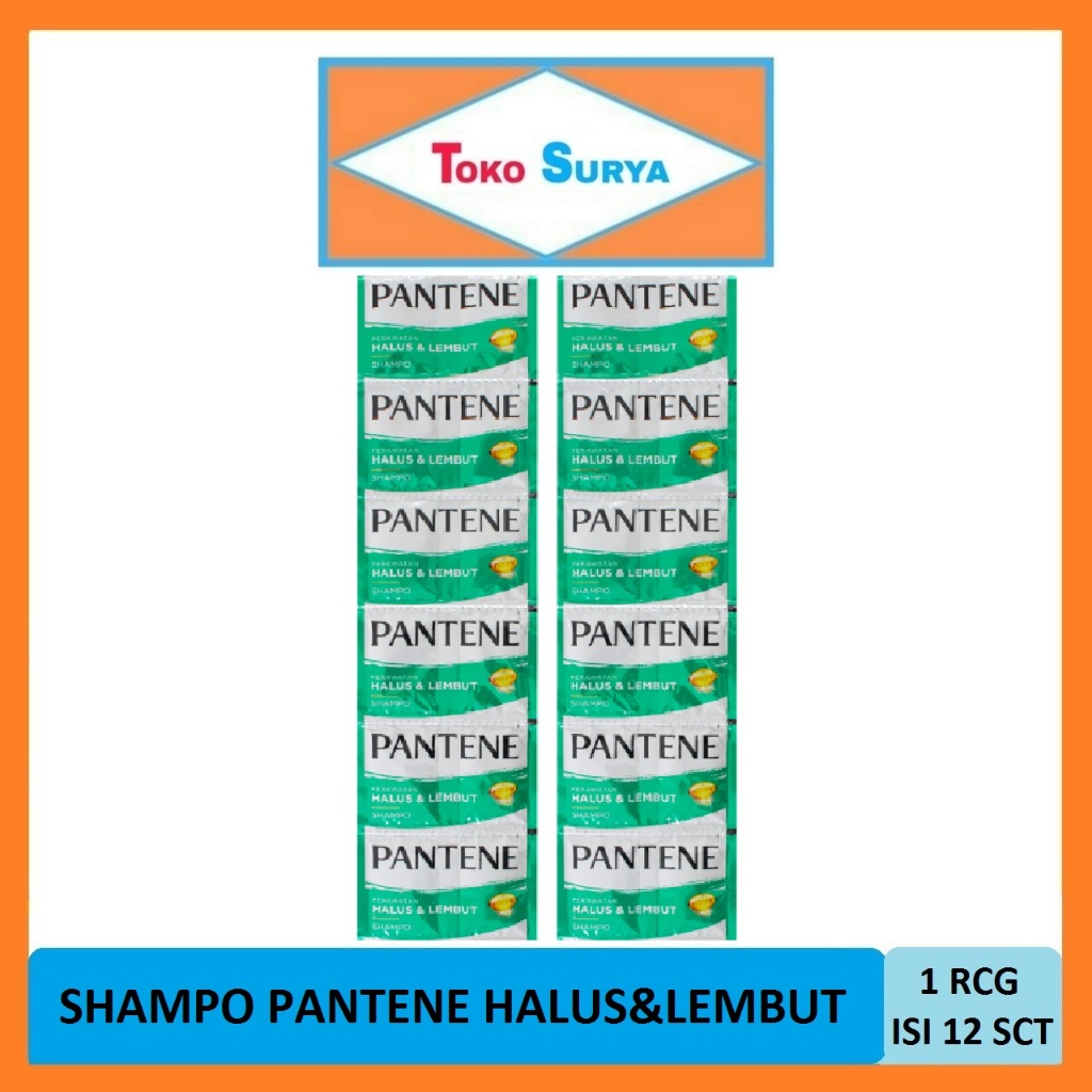 Pantene Shampo Sachet Hijau Halus & Lembut 1 Renceng x 12 Sachet