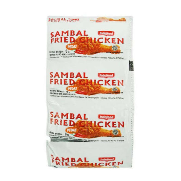 

Saos Sambal Fried Chicken Sachet 8gr / Saus Saos Sambal Fried Chicken Indofood