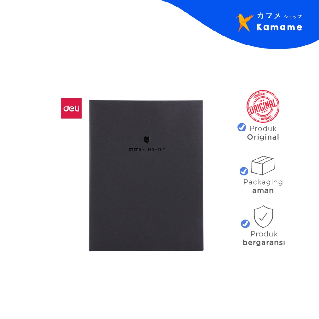 

Deli Leather Cover Notebook - Black Eternal Moment EN139L - Kamame